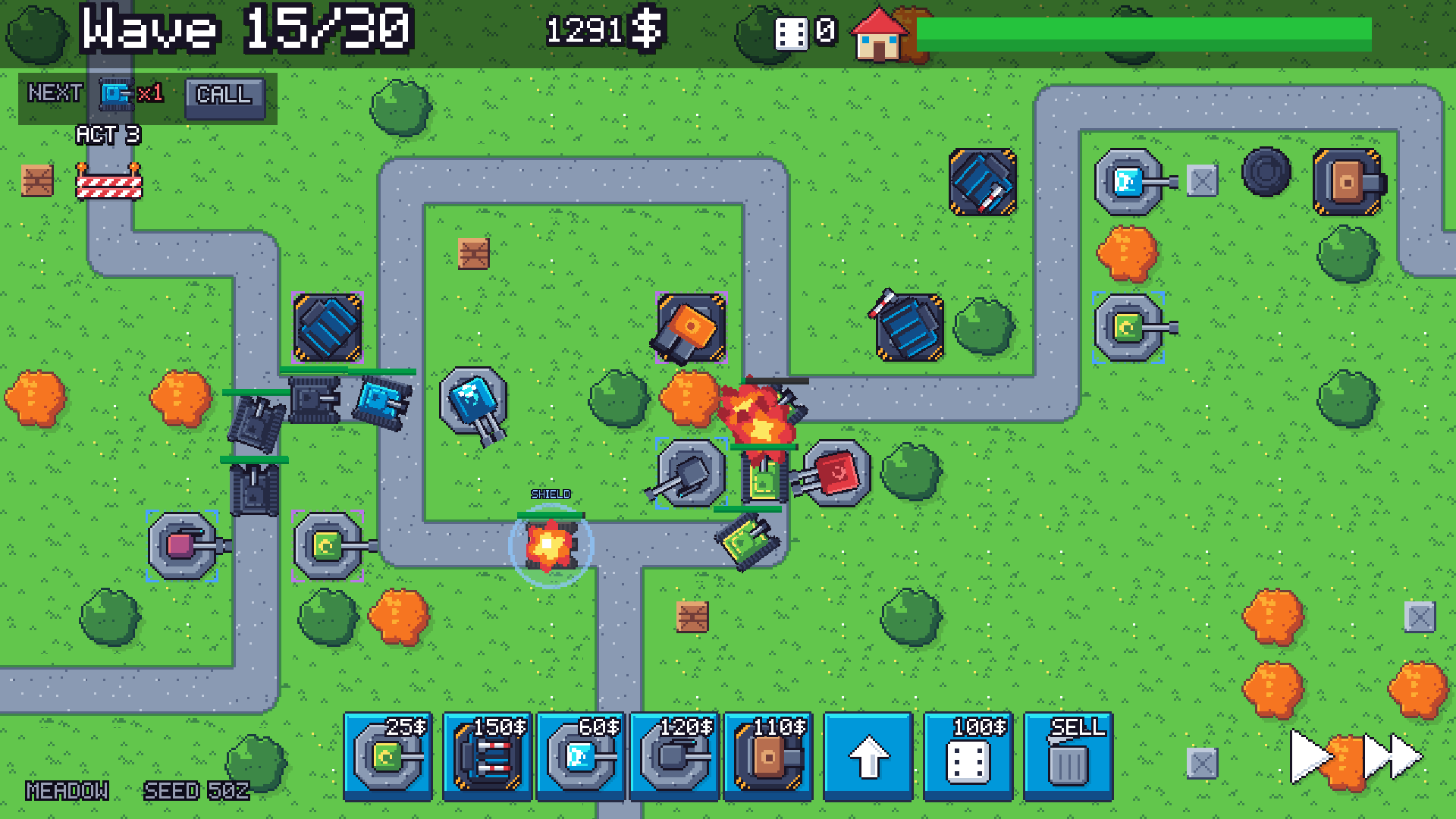 The Golden Tank behind its shield